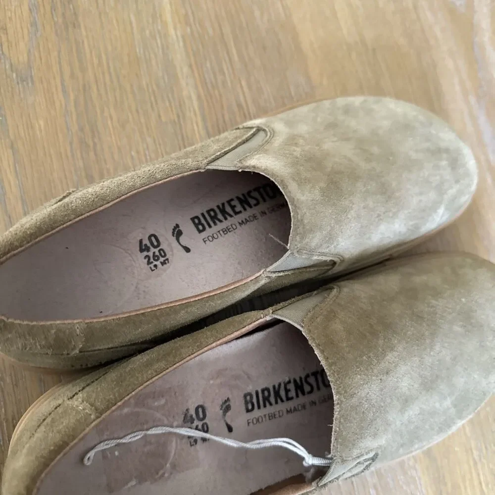 NWOB Birkenstock Callan Taupe Suede Slip On Loafers Sneakers W9 - M7 Comfort